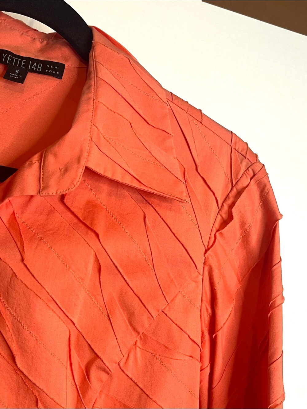 Lafayette 148 New York Women’s Size 6 Orange Textured Button-Down Shirt - Picture 6 of 8